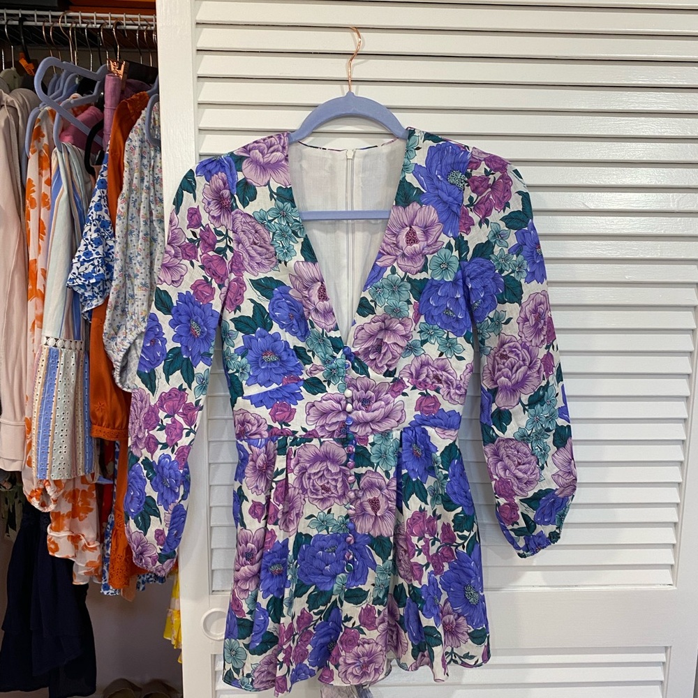 Zimmerman poppy plunge playsuit